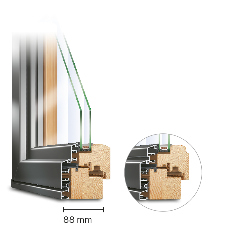 Serie IDEALU IV68 | Holz-Aluminium-Fenster